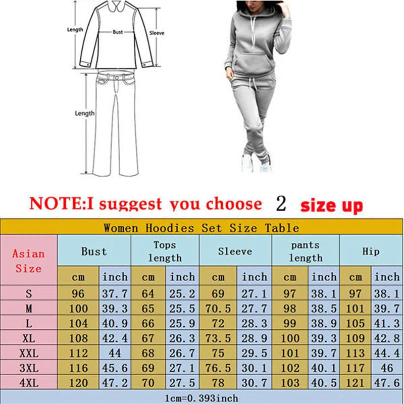 Casual Tracksuit Women Two Piece Set Female Hoodies and Pants Set Outfits Women's Clothing Autumn Winter Sport Sweatshirts Suit