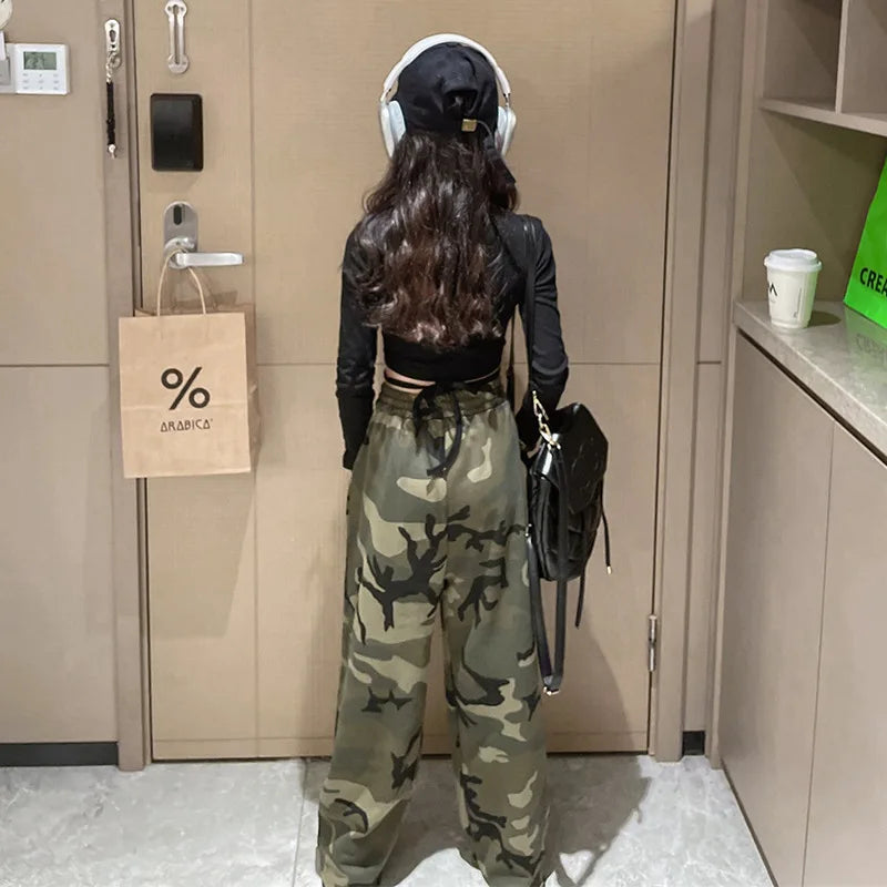 Girls Set Slim Tops Ripped Camouflage Pants Dance Two Piece Autumn Teenager Kids Sportswear 12 13 14 Years Children's Clothing